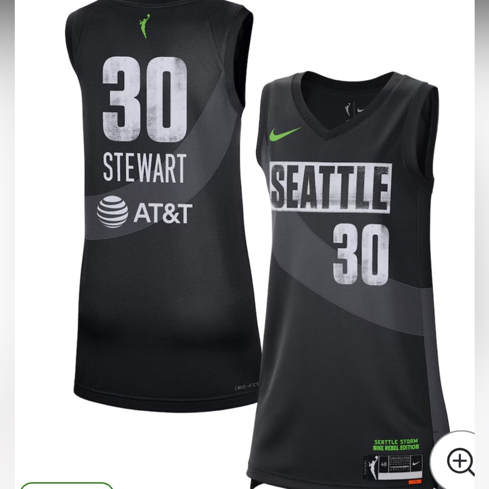 Nike Seattle Storm Black and Green Jersey